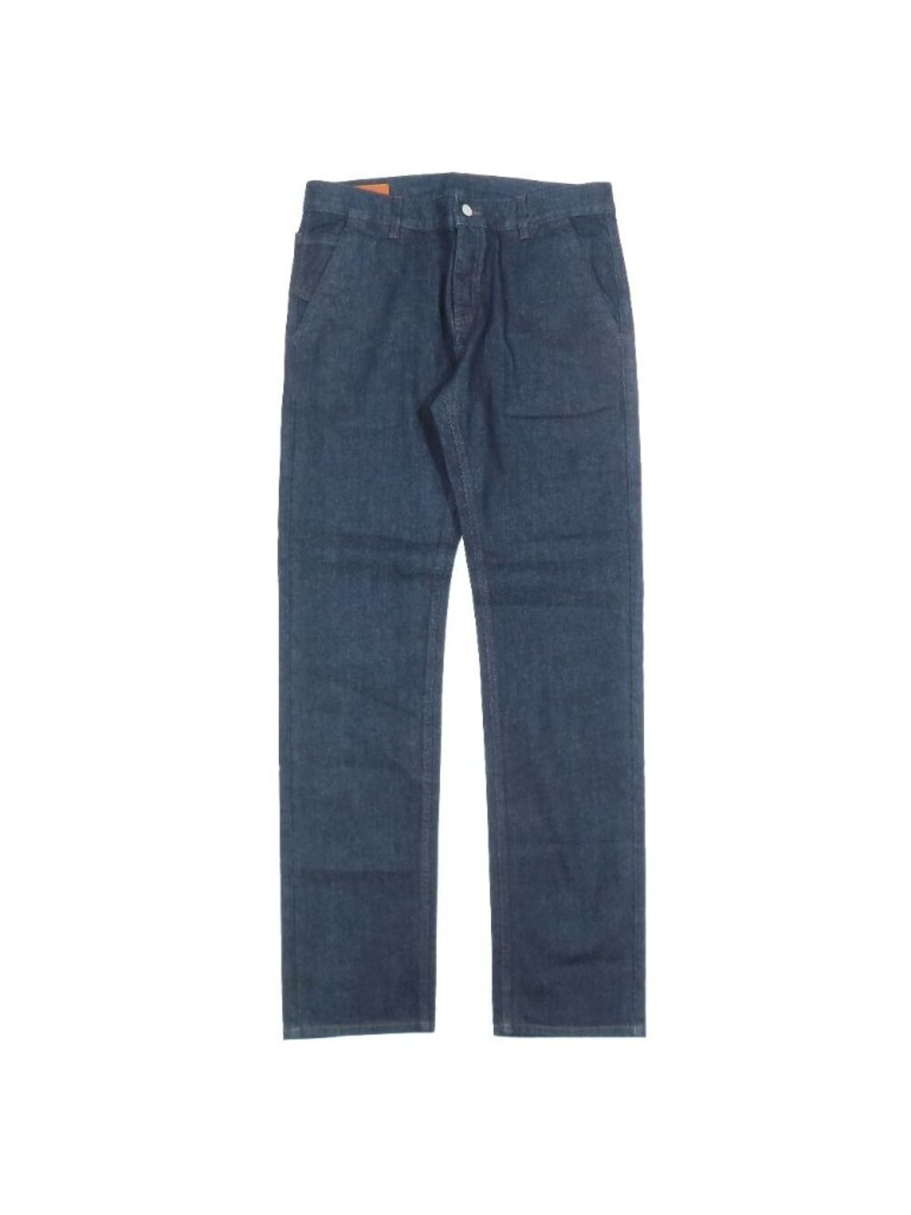 Hermes Logo Leather Patch Sellier Buttons Straight Denim Pants Jeans Button